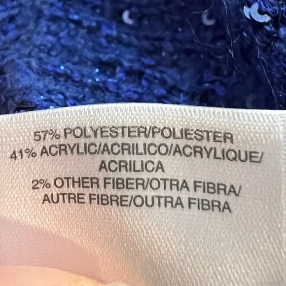 ANN KLEIN NWT $89 blue glitter knitted scoopneck hi-low sweater/dress XL - Picture 6 of 10